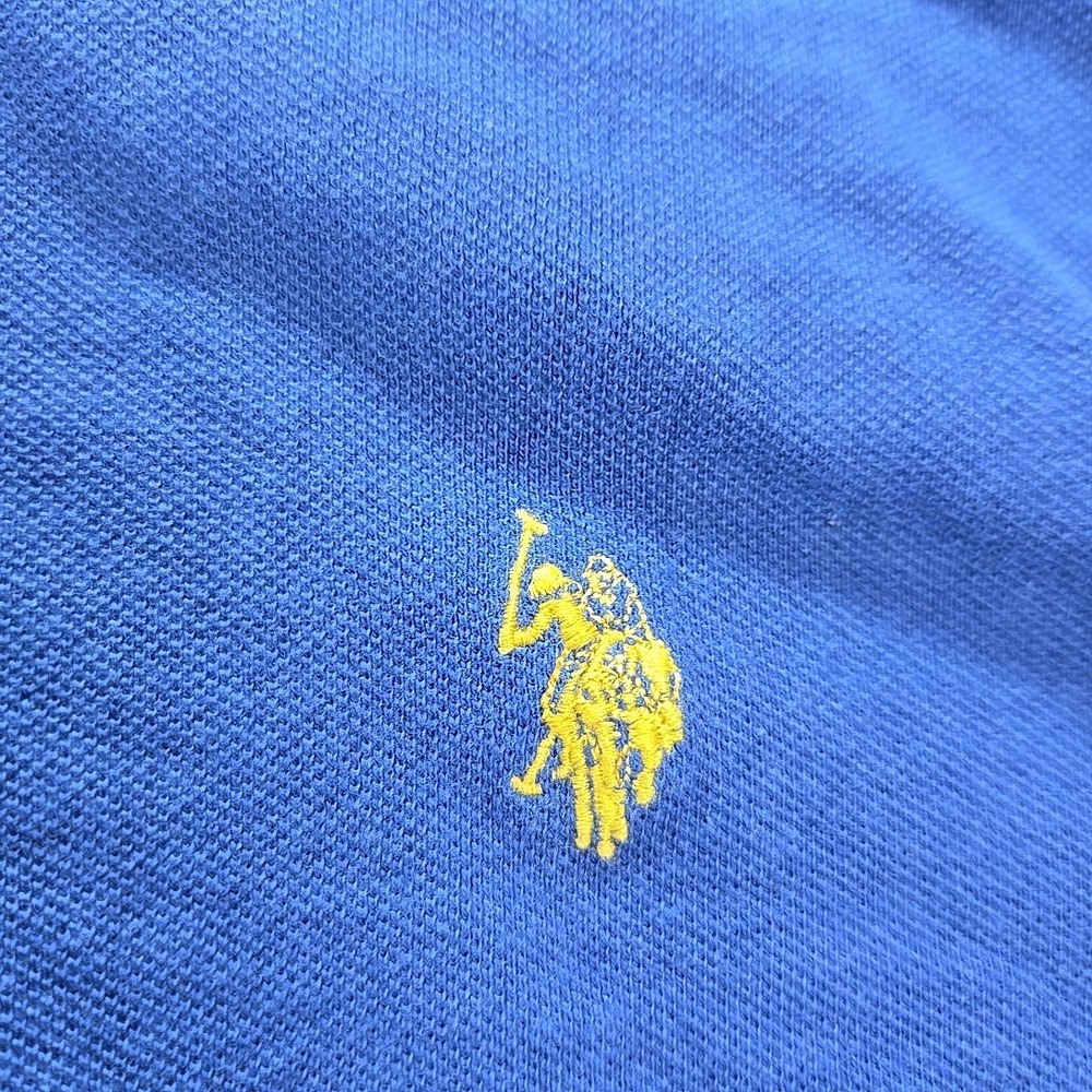 Cropped US Polo Association Womens L Polo Shirt Royal Blue Custom Stretchy Hem - Picture 5 of 9